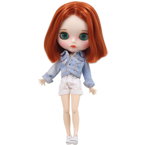 ICY DBS Blyth Doll white skin joint body New matte face with eyebrows lip Brown soft short hair DIY sd gift toy ► Photo 1/5