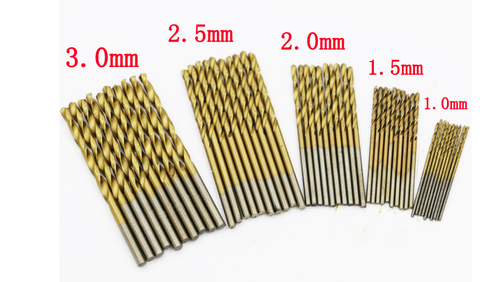 50 pcs 1.0mm 1.5mm 2.0mm 2.5mm 3.0mm titane enduit HSS haute vitesse en acier foret ensemble pour bois plastique torsion ► Photo 1/6