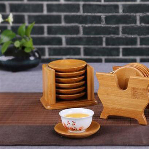 Multifunctional Bamboo Coaster Holder Set Non-slip Heat-resistant Drinking Cup Mat Home Meeting Room Accessories Classic Tea Set ► Photo 1/6
