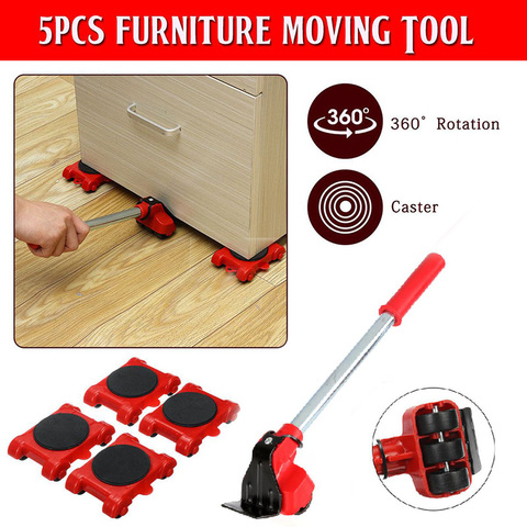 5Pcs Portable Furniture Mover Transport Lifter Tool Set Heavy Duty Furniture Remover Lifter Sliders Kit Wheel Bar Mover Device ► Photo 1/6