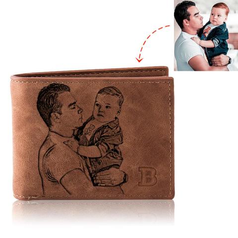 Picture Wallet Custom Engraving Wallet Frosted Retro Multifunction Wallets Multi Card Holder Leisure Coin Bag Father's Day Gift ► Photo 1/6