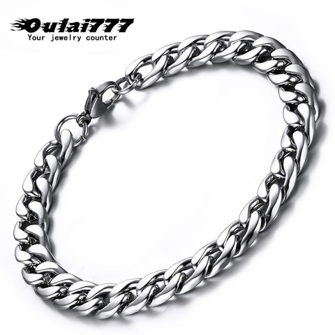 oulai777 chain on hand for Wholesale stainless steel mens bracelet 2022 cuban link bracelet men accessories fasion jewellery ► Photo 1/6