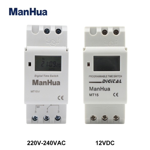 ManHua High Load Weekly LCD 17on/off Programmable Timer relay 16A 220VAC/250VAC MT15 Digital Timer Switch ► Photo 1/6