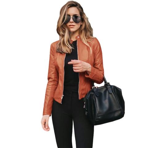 Allukasa Women Bike  Coat  PU Leather Outwear Zipper Outfit Spring Autumn WomeFashion Short  Thin Female Jacket  2022 ► Photo 1/6