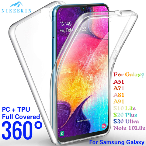 360 Double Silicone Cases For Samsung A01 Core A51 A71 A31 A11 A21S A41 Galaxy A10s A20S A30S A50 A70 A40 A60 A80 A90 Full Cover ► Photo 1/6