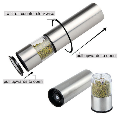 New 2 In 1 Stainless Steel Electric Pepper Salt Spice Mill Grinder Seasoning Kitchen Tools Grinding For Cooking Restaurants1 ► Photo 1/6