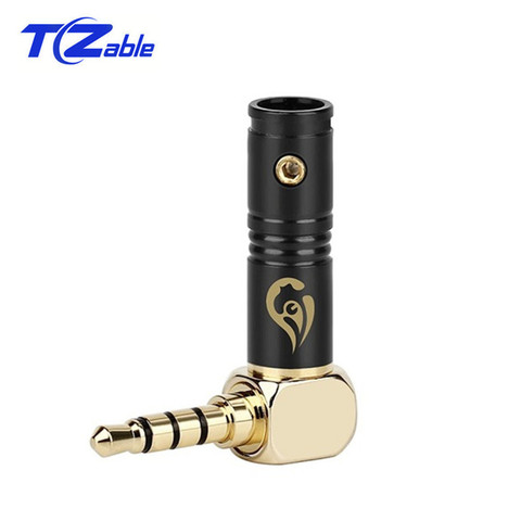 1pc 3.5mm Jack 4 Poles Audio Plug 90 Degree Right Angle Earphone Splice Adapter HiFi Headphone Solder Plug Gold Plated Connector ► Photo 1/6