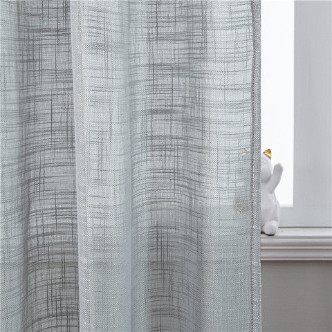 Grey Linen Semi-Shading Curtains For Living Room Bedroom Home Decor Tulles For Window Kitchen Sheer Curtain Yarn Custom Size ► Photo 1/6