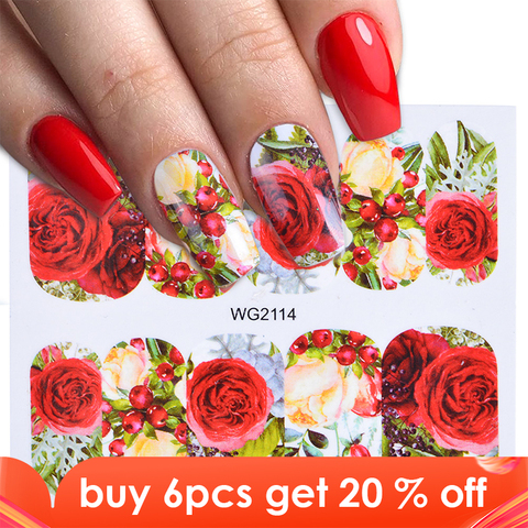 1pcs Stickers For Nails Rose Flowers Designs Sliders Nail Art Decorations Manicure Water Decals Polish Transfer Foils Tip TRWG-1 ► Photo 1/6