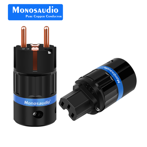 Monosaudio E104/F104 Pure Copper EU version Power Plug European Male connector Schuko supply cable jack+IEC Female Plug ► Photo 1/6