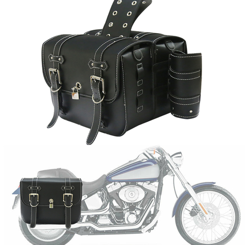 Universal Black Motorcycle Saddle Bag For Harley Yamaha Honda A Pair 