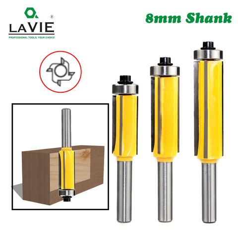 LAVIE 1pc 8mm Flush Trim bit Z4 Pattern Router Bit Top & Bottom Bearing Bits Milling Cutter For Wood Woodworking Cutters C08-023 ► Photo 1/6