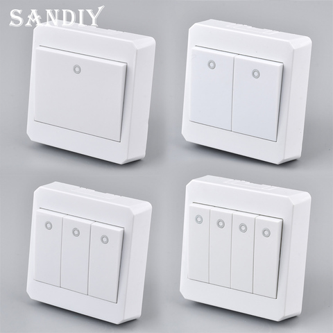 1/2/3/4/Gang Surface Mount Switch Panel Wall Interruptor White PC Frame Panel Light Switch On/Off Wall Switch Controller ► Photo 1/6