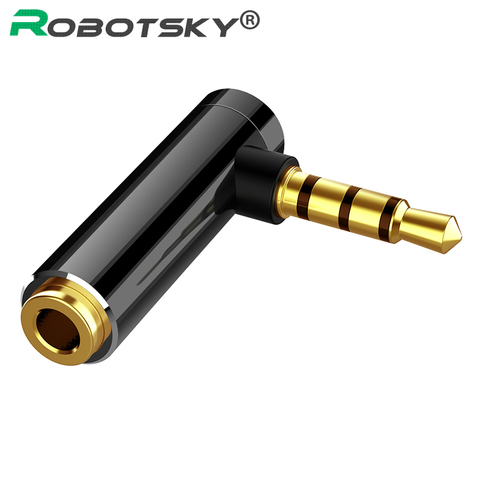 Robotsky 1PC 3.5mm Male To Female Adapter 90 Degree Right Angle Adapter Four Section L-shaped Elbow Connection Headphone Cable ► Photo 1/6