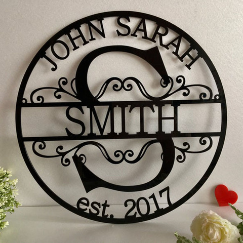 Personalized Laser Cut Acrylic  Any Name  Wall Decor, Monogram Sign Outdoor Hanging,EST photo prop wall sign,Housewarming Gift ► Photo 1/2