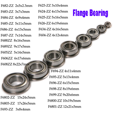 1pcs F682ZZ F683ZZ F684ZZ F685ZZ to F6803ZZ Deep Groove Miniature Flange Bearing Thin Wall Metal Shielded Flanged Ball Bearings ► Photo 1/6
