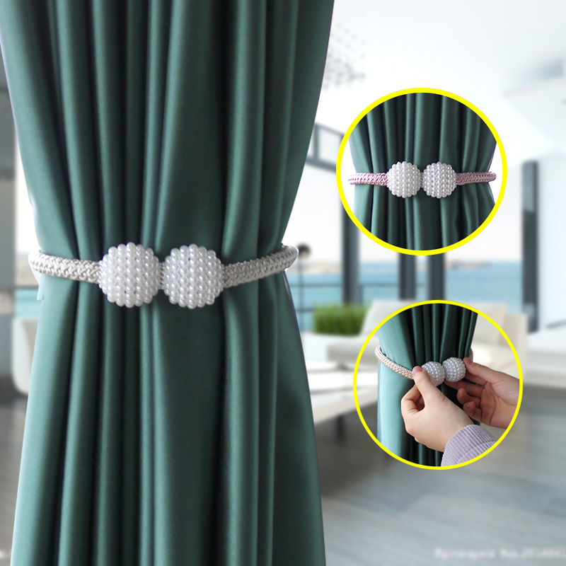 Magnetic Curtain Strap Buckle Holder Pearl Tie Backs Tiebacks Curtain Clips 1PC