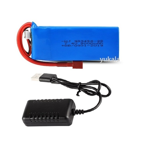 YUKALA WLtoys 144001 124018 124019 R/C truck R/C Car Upgrade Parts  7.4V 3000mAh Lipo Battery 933498  2s /USB charger ► Photo 1/2