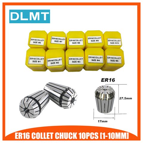 ER16 1-10mm  10PCS  Spring Collet Set Precision Spring Collet Set For CNC Lathe Engraving Milling Machine ► Photo 1/1