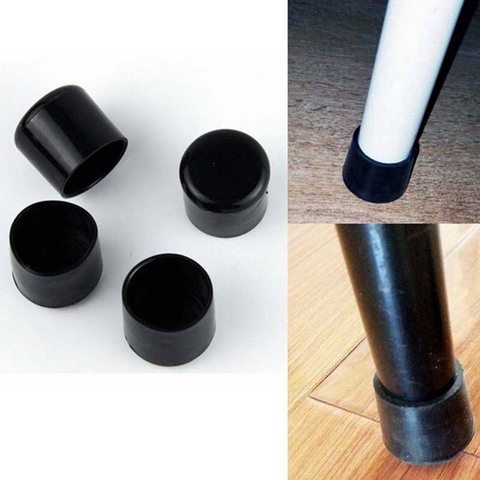 Hot 4pcs/set Black PVC Plastic 16/19/22/25/28mm Chair Leg Caps Feet Protector Pads Furniture Table Covers Round Bottom ► Photo 1/6