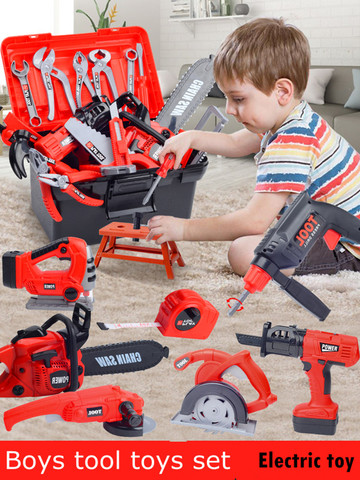 Children's Tools Toy Set Boys Simulation Repair Kit Repair Box Screws Baby Chainsaw Pretend Play Tool Toys Set ► Photo 1/6