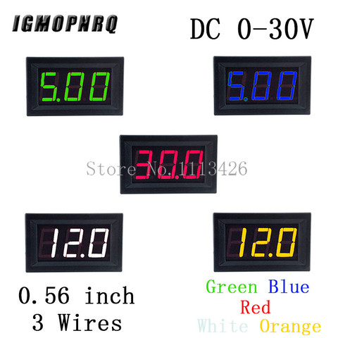 Mini Voltmeter Tester Digital Voltage Test Battery DC 0-30V 3 Wires Red Green Blue Orange White for Auto Car LED Display Gauge ► Photo 1/1