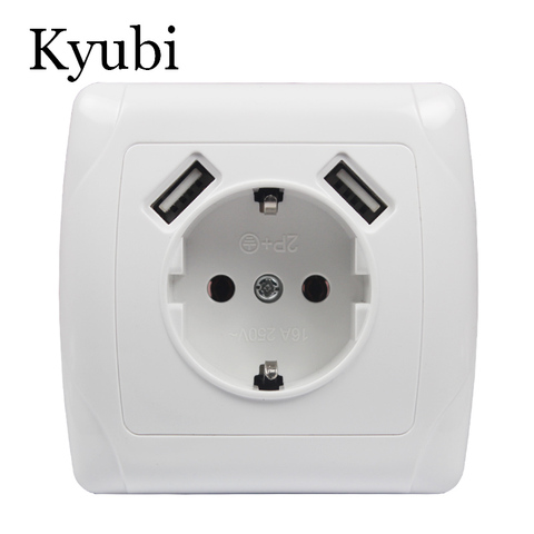 2022 new design USB Wall Socket Free shipping Double USB Port 5V 2A Usb wall outlet  outlet usb murale steckdose A001 ► Photo 1/6