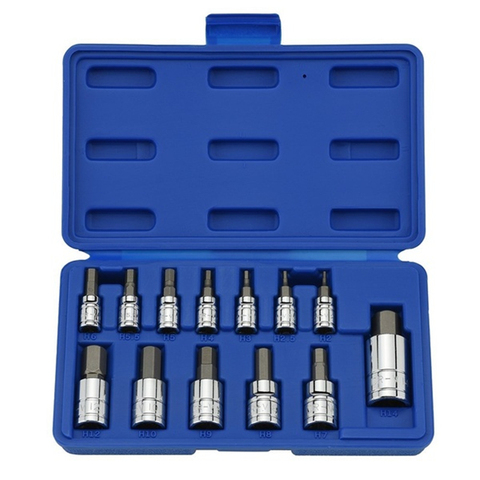 13 Pcs/Set Universal Sleeve Head Hex SAE And Metric Sized Sockets Wrench Cr-v Socket Bit Set 3/8