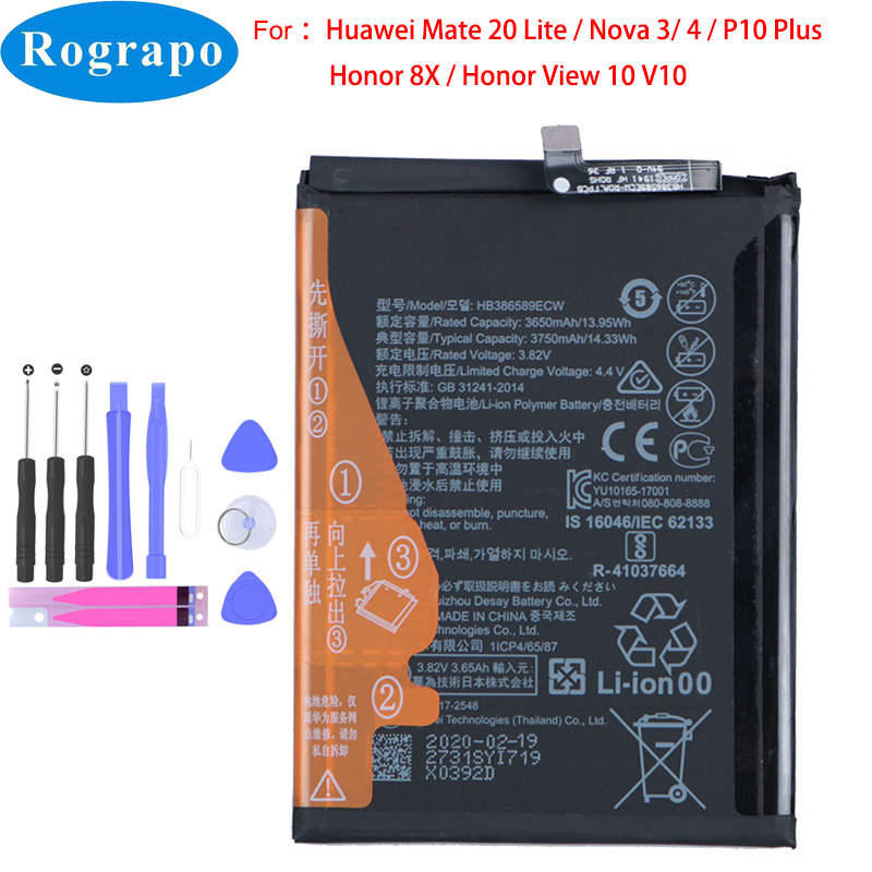 Price History Review On Original 3750mah Hb3865ecw Battery For Huawei Mate Lite Nova 3 4 P10 Plus Honor 8x V10 Sne Lx1 Lx2 Lx3 Mobile Phone Aliexpress Seller