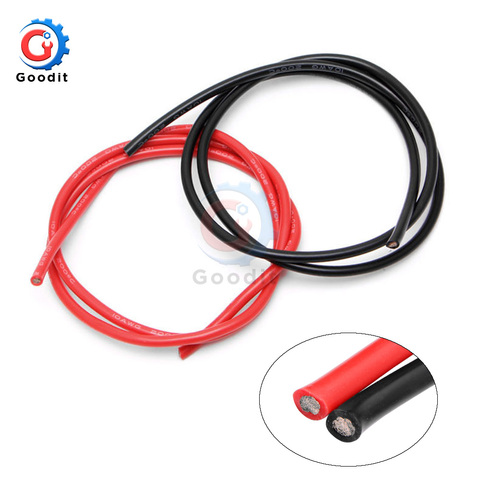 1 Set 10/12/14/16 Gauge AWG Electrical Wire Soft Silicone Cable Temperature Resistance Flexible Copper Cable Black + Red (1M/85) ► Photo 1/6