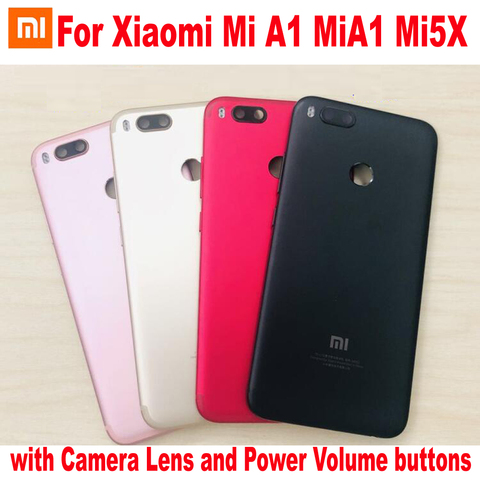Original Best Battery Housing Door Rear Case For Xiaomi Mi A1 MiA1 5X Metal Back Cover +Power Volume Buttons + Camera Lens MDE2 ► Photo 1/2