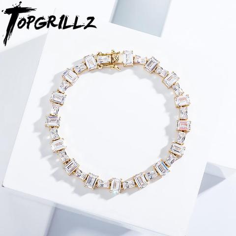 TOPGRILLZ New 6MM Pink Baguette Tennis Chain Bracelet Iced Out Cubic Zirconia Hip Hop Fashion Jewelry Gift Women's Bracelet ► Photo 1/6