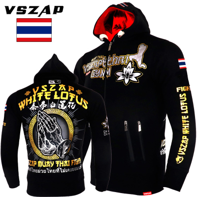 VSZAP Fitness Sweatshirt MUAY THAI Broadcasting Hoodie Muay Thai Fighting Fitness Lotus Printed MMA Zipper Jacket ► Photo 1/6