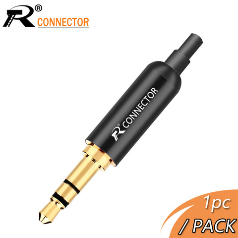 1pc Aluminum Jack 3.5 Earphone Plug with Tail plug clamps 3.5mm 3 pole Stereo Male Plug Gold Plated Wire Connector ► Photo 1/6