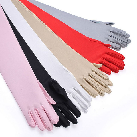 Women's Stretch Long Gloves Female Evening Party Dinner Dress Accessories Driving Anti-UV Sun Protection Gloves ► Photo 1/6