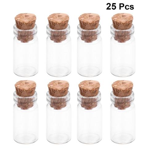 25pcs Small Bottles Mini Glass Jars with Cork Stoppers Ornaments DIY Containers Wish Bottles For Message Weddings Party ► Photo 1/6