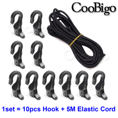 1set Heavy Duty Elastic Bungee Shock Cord Strap Stretch Plastic Hook for Car Luggage Tent Kayak Boat Canoe Bikes Rope Tie ► Photo 1/5