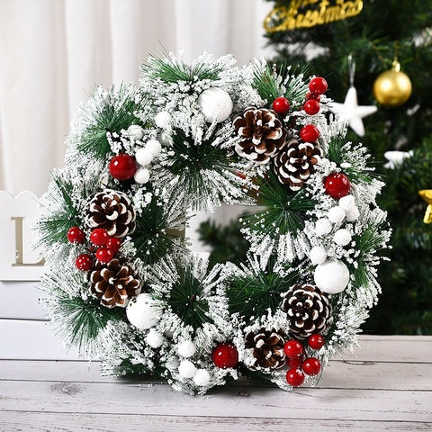 New Christmas Decoration Wreath Handmade Simulation Christmas Wreath Door Hanging Window Props Layout Decoration ► Photo 1/6