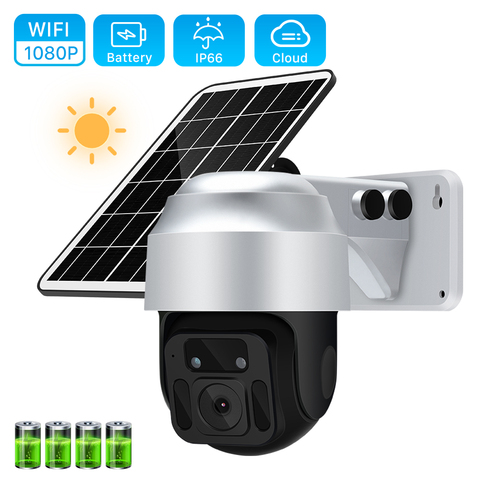 2MP PIR Human Detect Wifi PTZ Camera Outdoor 1080P Solar Power Battery IP Camera Two Way Audio Wireless Surveillance CCTV Camera ► Photo 1/6