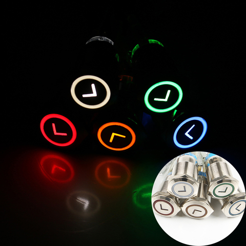 19mm Metal Latching Momentary Horn Push Button Switch LED Lighting Car Auto Power 3V 6V 12V 24V 220V Waterproof arrow L type ► Photo 1/4