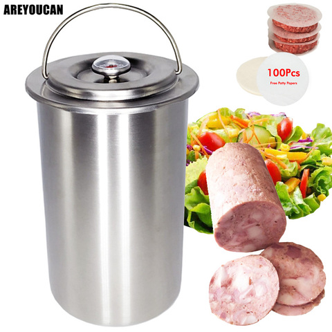 304 Stainless Steel Ham Press Maker Machine Hamburger Making For Meat Poultry Cooked Tools With 100 Pcs Patty Papers Thermometer ► Photo 1/6