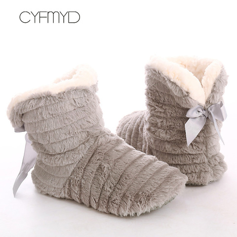 2022 Women's shoes Fur slippers for home Fashion Butterfly-knot Furry house shoes Bedroom slippers girls warm soft indoor ► Photo 1/6