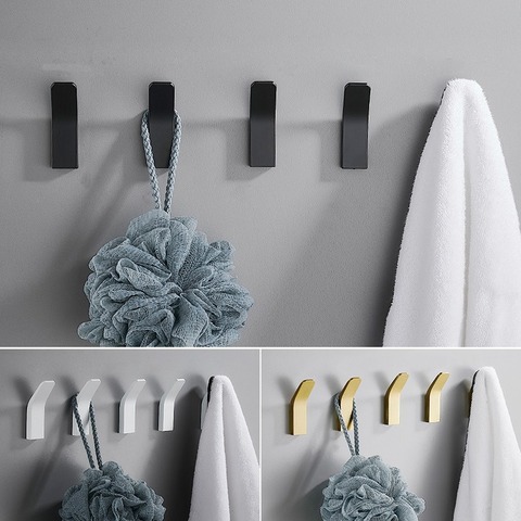 Perforated Black-Free Clothes Hooks Alumimum White Wall Hanging for Bathroom Bedroom Modern Wall Hanger Hook Bath Accessories ► Photo 1/6