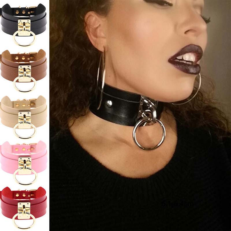 Metal Spike Choker Pu Leather Collar Necklace