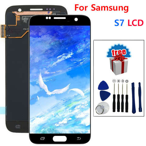 Super AMOLED Phone LCD Display For Samsung Galaxy S7 G930 G930F G930A G930V G930P G930T Touch Screen Digitizer Assembly+Scither ► Photo 1/6