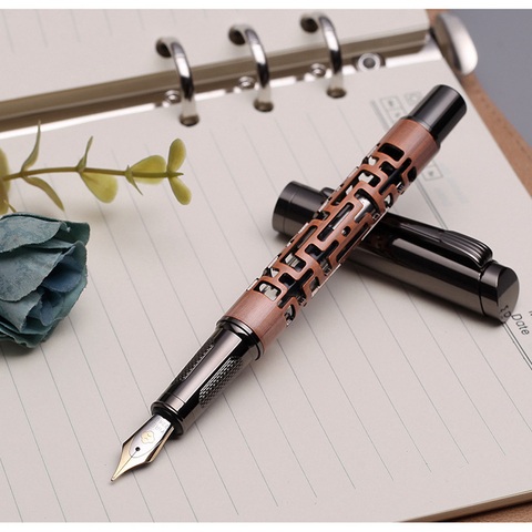 1Pc New Chinese Traditional Classical Element Fountain Pen 0.5mm Iridium Business Pen Bronze Gift Ink Pen School Office Supplies ► Photo 1/6