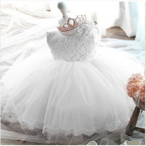 2022 Infant Baby Girls Flower Dresses Christening Gowns Newborn Babies Baptism Clothes Princess tutu Birthday White Bow Dress ► Photo 1/6