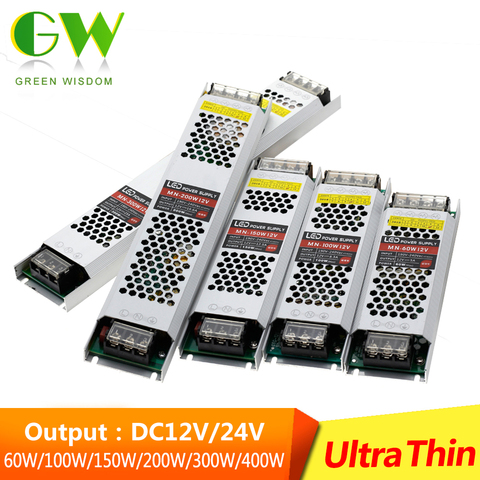 Ultra Thin LED Power Supply DC 12V 24V Lighting Transformer 60W 100W 150W 200W 300W 400W LED Driver Power Adapter for LED Strip ► Photo 1/6