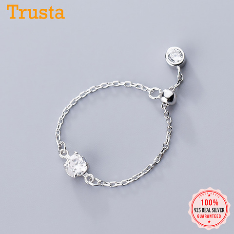 TrustDavis Real 925 Sterling Silver Fashion Sweet Dazzling CZ Chain Ring Sizable For Women Wedding Party Fine Jewelry DS1096 ► Photo 1/6