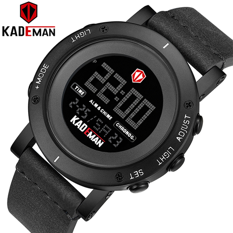 KADEMAN New Fashion Mans Watch Luxury Sport Digital Casual Leather Wristwatch LED Dispaly TOP Brand Waterproof Relogio Masculino ► Photo 1/6